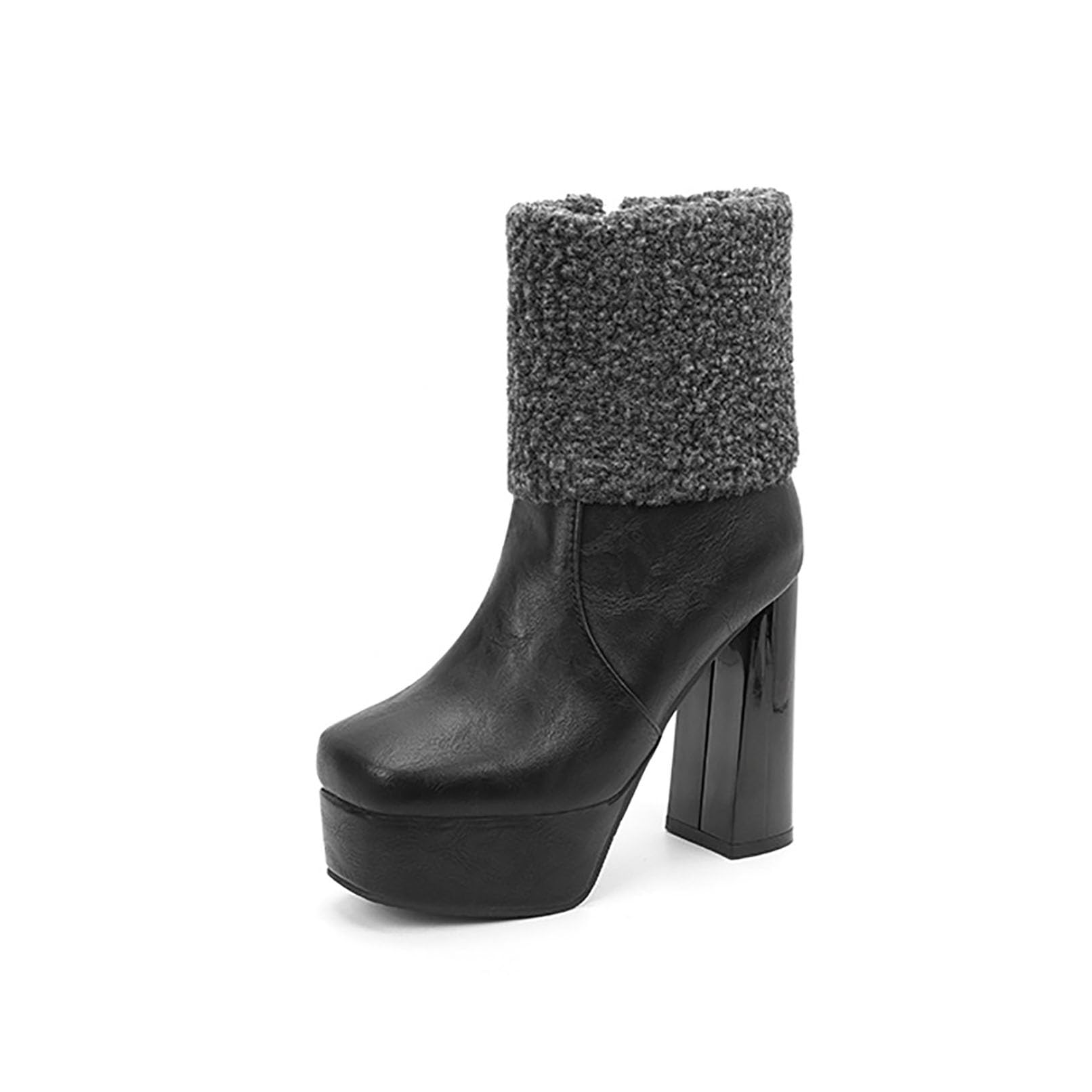 Generico Stivaletti Donna Platform, Tacco Largo Alto per Inverno