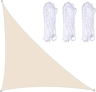 Greencountryside 10 x 13 x 16ft Sun Shade Sail,3 Ropes Included,UV Block Right Angle Canopy,Garden Patio Awning Canopy,Pool Shade Canopy,Floating Tent Tarpaulin,Beige