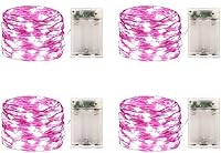 Vista 11 de Juego de 4 mini luces LED de hadas que funcionan con pilas, luces de gota de rocío para interiores con temporizador de 6 horas encendidas/18 horas