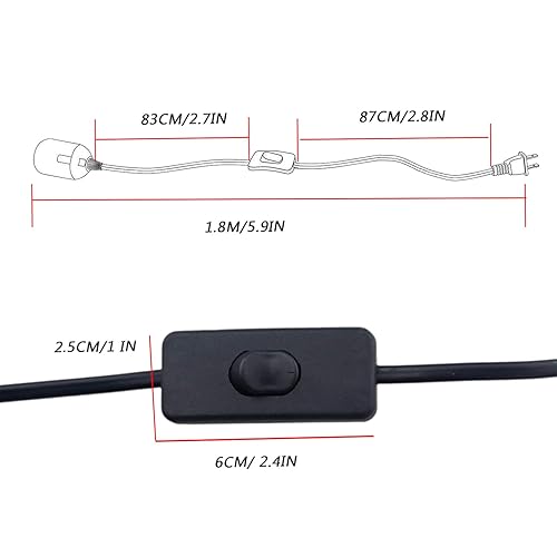 Miniatura 3 de REXTiN Paquete de 4 cables de extensión de enchufe de luz LED E26E27 de 5.9 pies con interruptor de encendidoapagado y enchufe de alimentación de CA