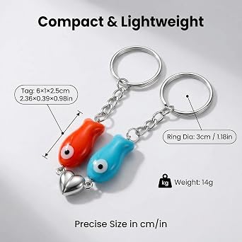 Matching Magnetic Heart Ceramic Fish Keychain Set 2PCS Valentines Day Gifts for Couples Him Her Boyfriend Girlfriend