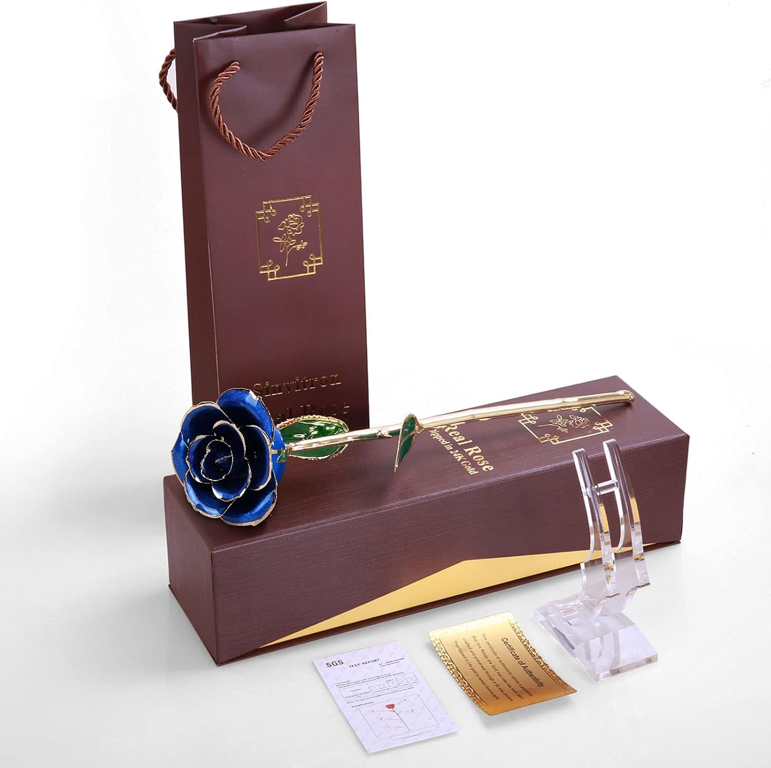 Sinvitron Gold Dipped Infinity Rose Forever Flower Decor, Resin Preserved Real Rose Birthday Gift for Women, Anniversary Present for Mom (Deep Blue) - Image 7