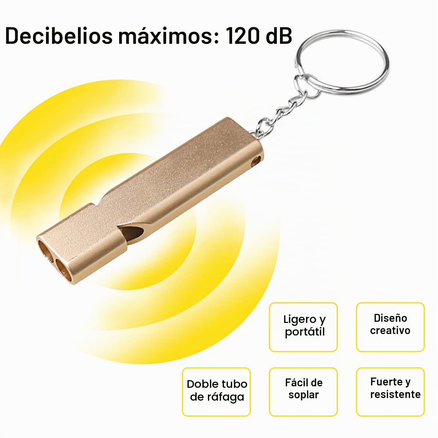 XCOZU 2 Piezas Silbato Emergencia, Silbato de Plata Oro Silbato Doble Silbato Alta Doble Frecuencia, Silbato Fuerte Silbato Rescate Silbato Aluminio para Supervivencia Camping Senderismo