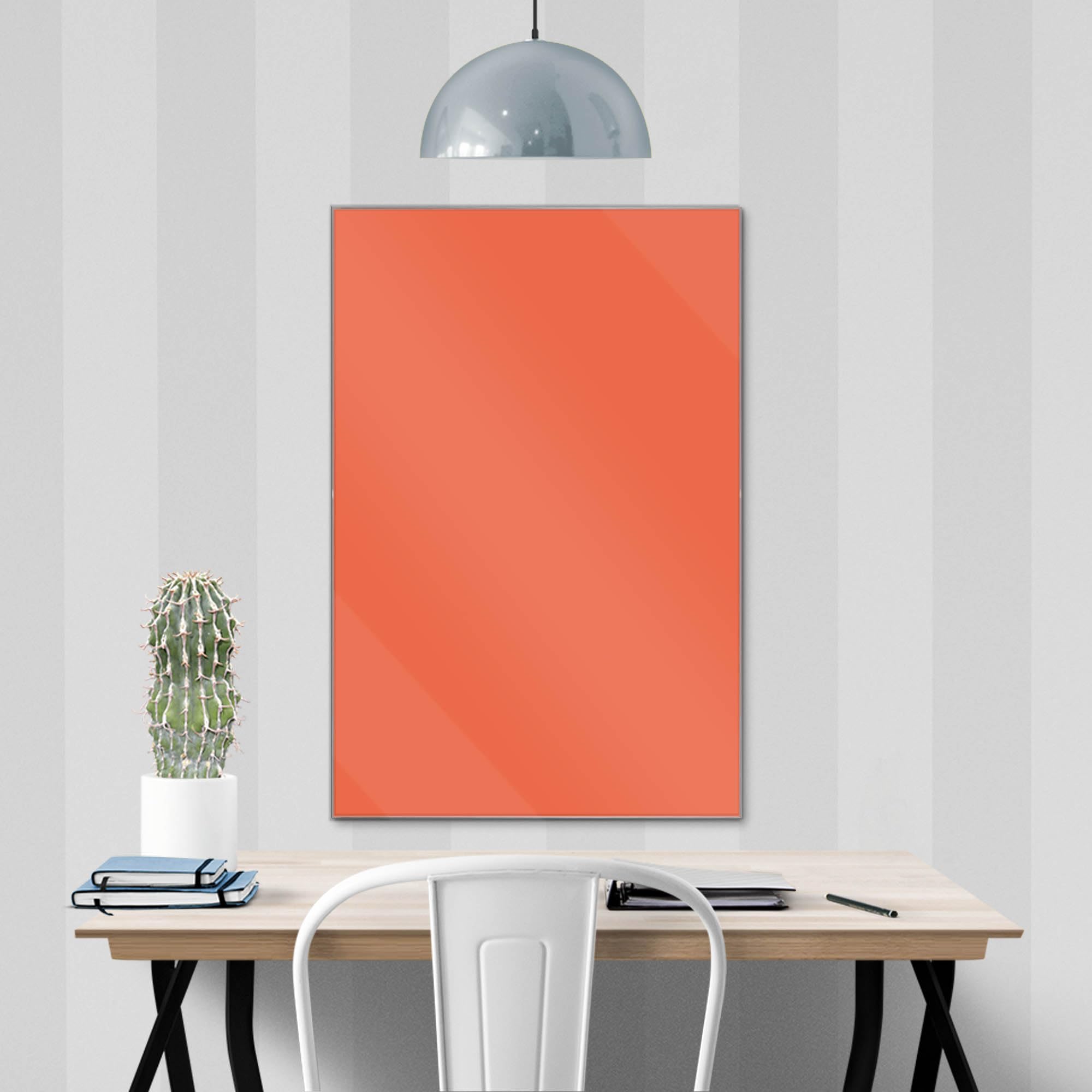 banjado Glas Magnettafel 60x90 in schlichtem Farbton, beschreibbar | Reduziertes Glas-Memoboard für klare Planung, in der Farbe Orange