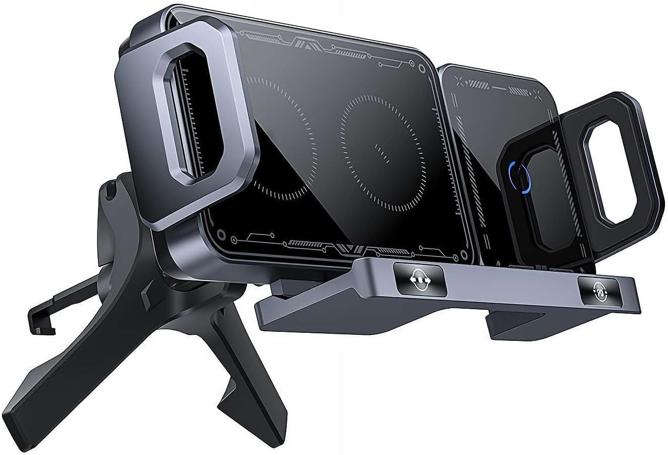 2025 High Intelligent Mobile Phone Pad Holder, 2 in 1 Auto Rotating Phone Holder, Wireless Car Charger Fast Charging Phone Holder for Smartphone (Gray 1pcs)