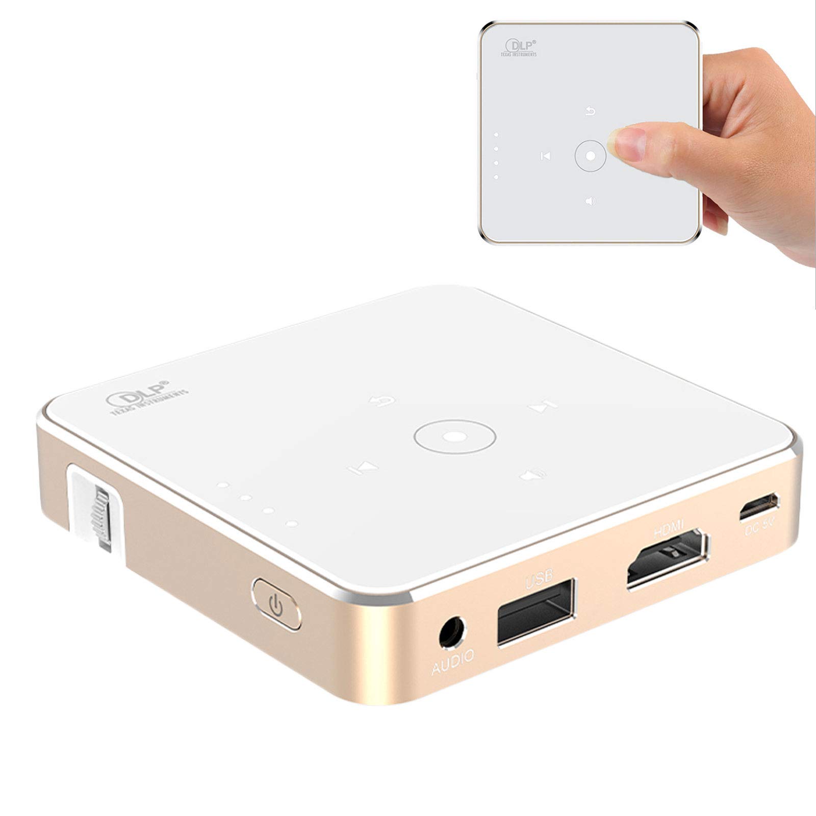 Proiettore, Mini Proiettore Portatile DLP, Proiettore Dip Tascabile e Grande Schermo, Mini Proiettore Portatile, Design Mini e Maneggevole, Proiettore Tascabile per la Casa e L'esterno