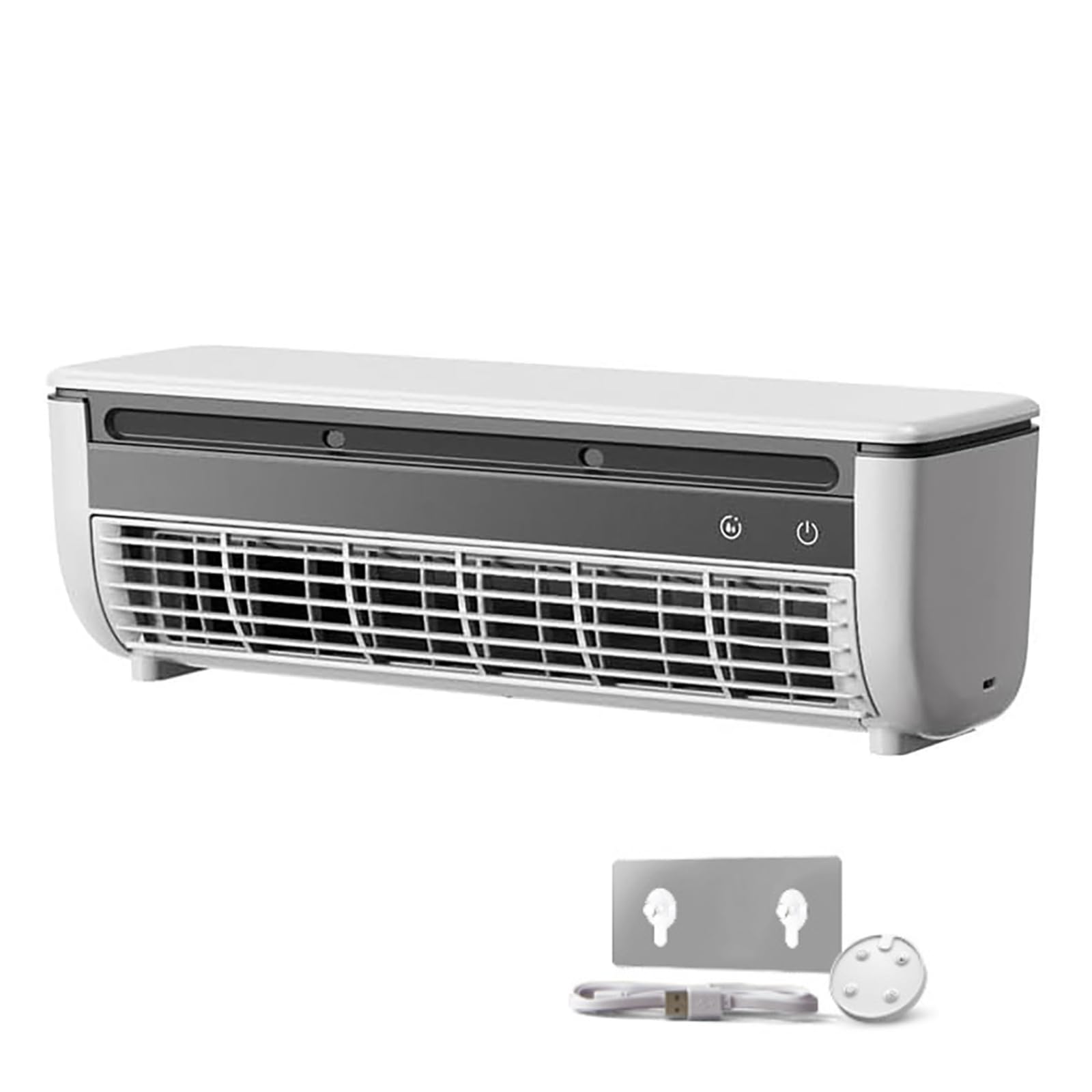 Ventilador de pared con nebulización recargable, ventilador de mesa portátil con batería de 6000 mAh con control remoto, 3 velocidades de viento, rejilla lavable desmontable para cocina, campin white