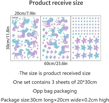 clothmile Glow in the Dark Unicorn Star Wall Decals Style 1 for Girls Room