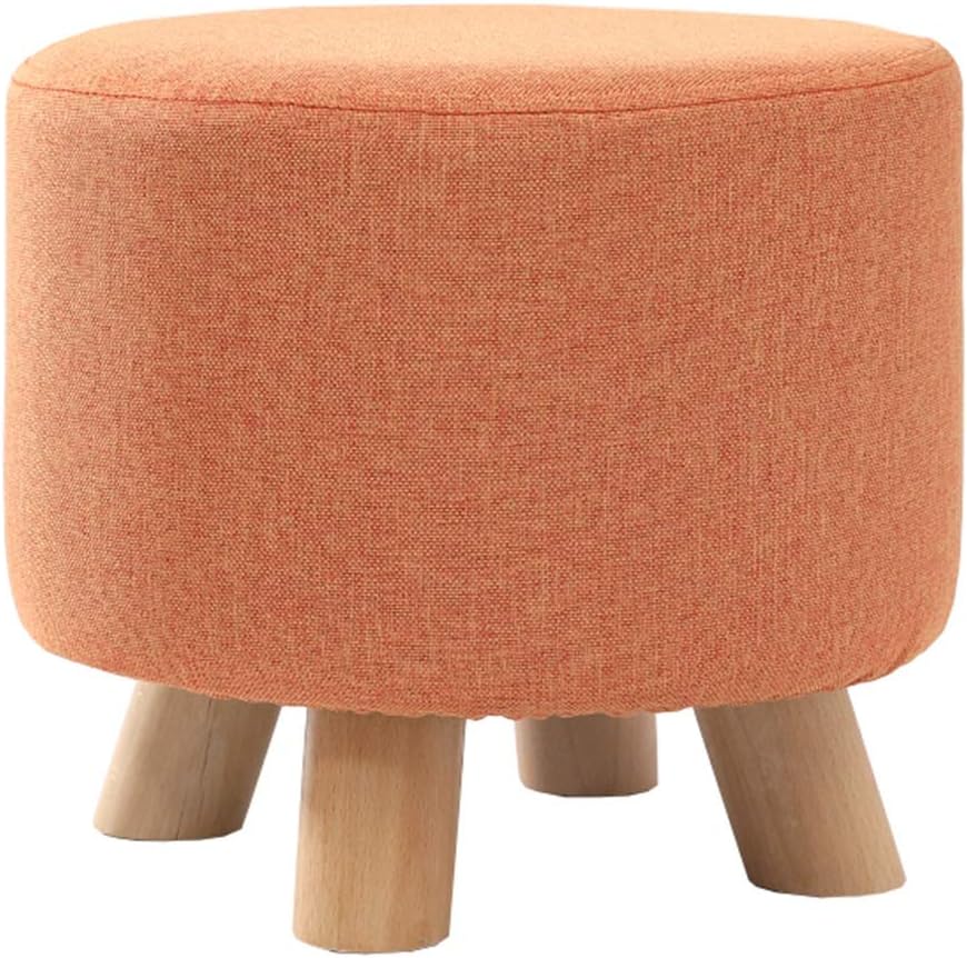 Upholstered Footstool Change Shoe Bench Natural Linen Washing and unloading Cloth Cover Coffee Table Stool Sturdy Beech Legs Solid Wood Frame Bearing Weight 150kg 29x29x25cm