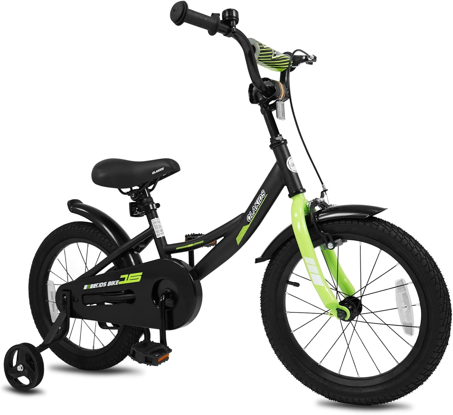 Olakids Kids Bike, 12 14 16 18 Inch BMX Style Toddlers Bike with Training Wheels Adjustable Seat Handlebar Coaster Brake Handbrake Safety Bell, Children's Bicycle for Boys Girls