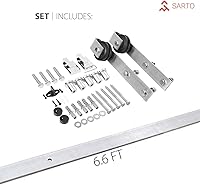 Vista 3 de SARTODOORS - Puerta de granero resistente de 42 x 84 pulgadas Lucia 1299 Seda blanca con espejo Juego pesado de perchas de acero inoxidable de 8