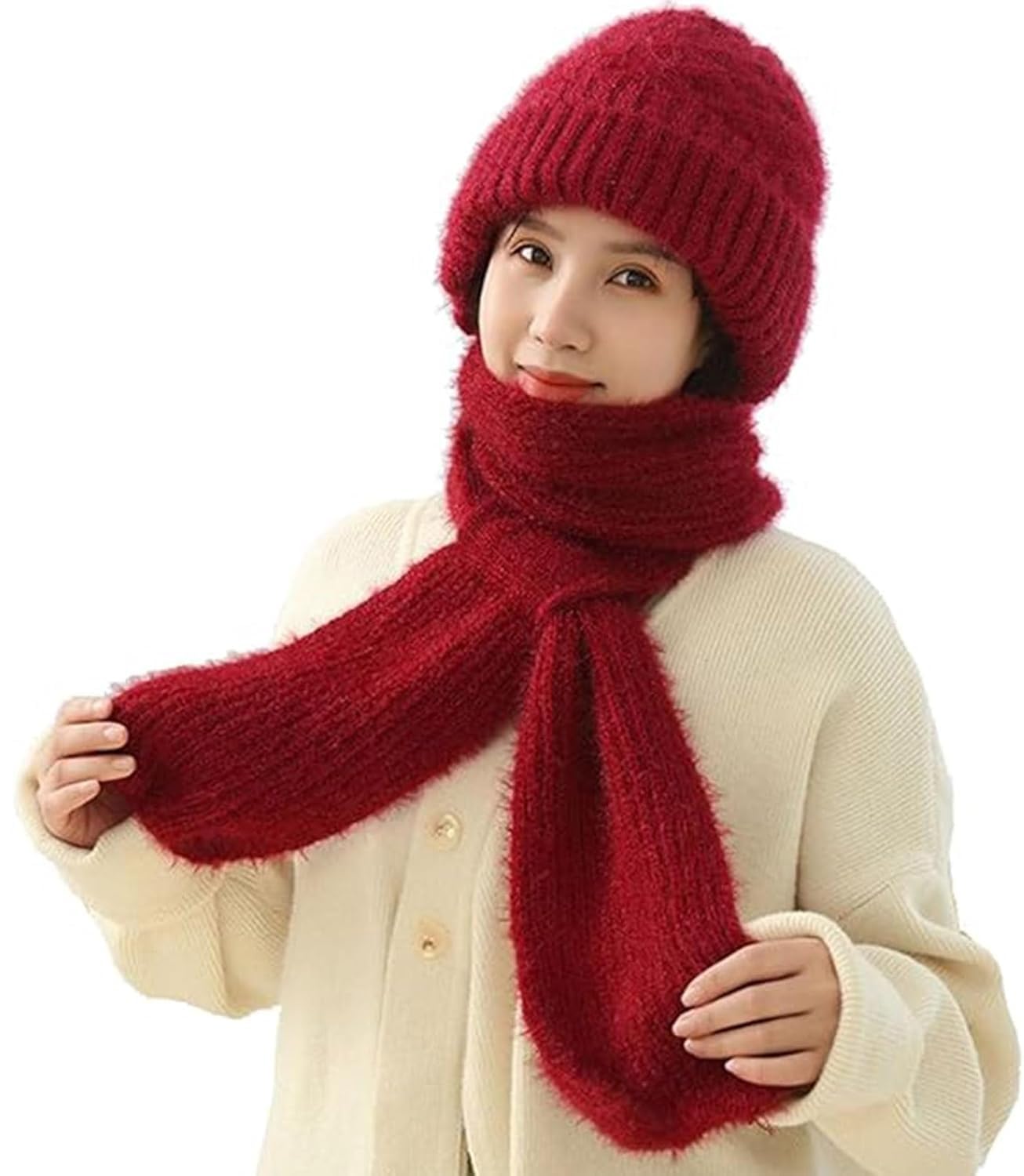 2 in 1 winter hat scarf