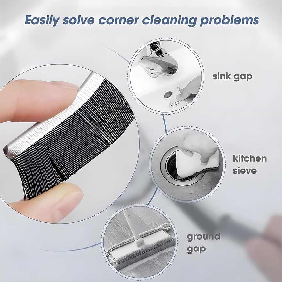 Vexton 2PC Hard Bristle Plastic Crevice Mini Gap Cleaning Brush Set for Bathroom, Kitchen, Tiles, Window Slot, Dead Corner 2
