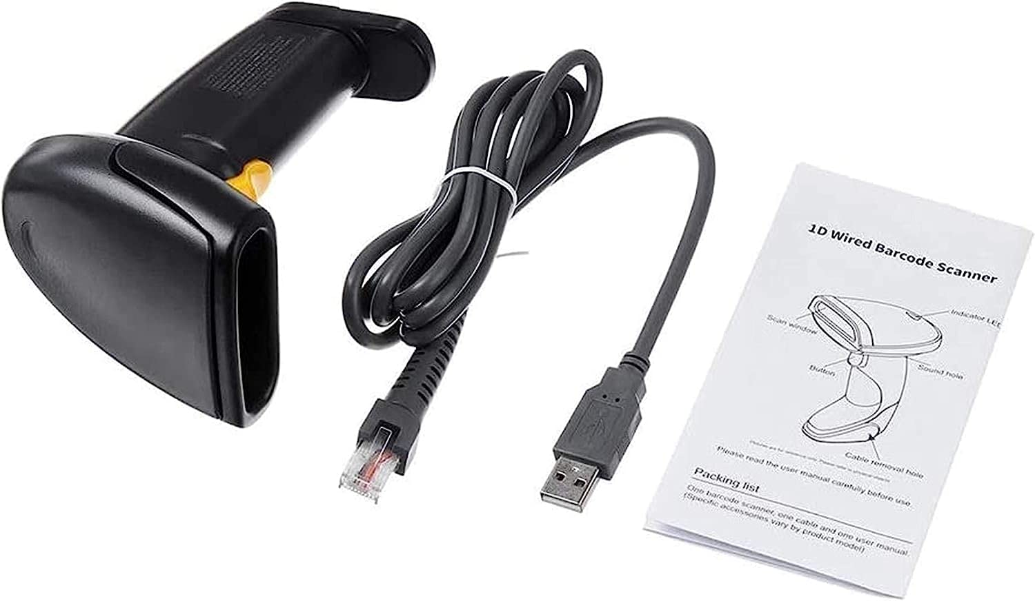 LNNW Skaner kodów kreskowych ABS PC Ręczny skaner kodów kreskowych USB Przewodowy automatyczny czytnik kodów z kablem USB do mobilnej płatności, skanowanie ekranu