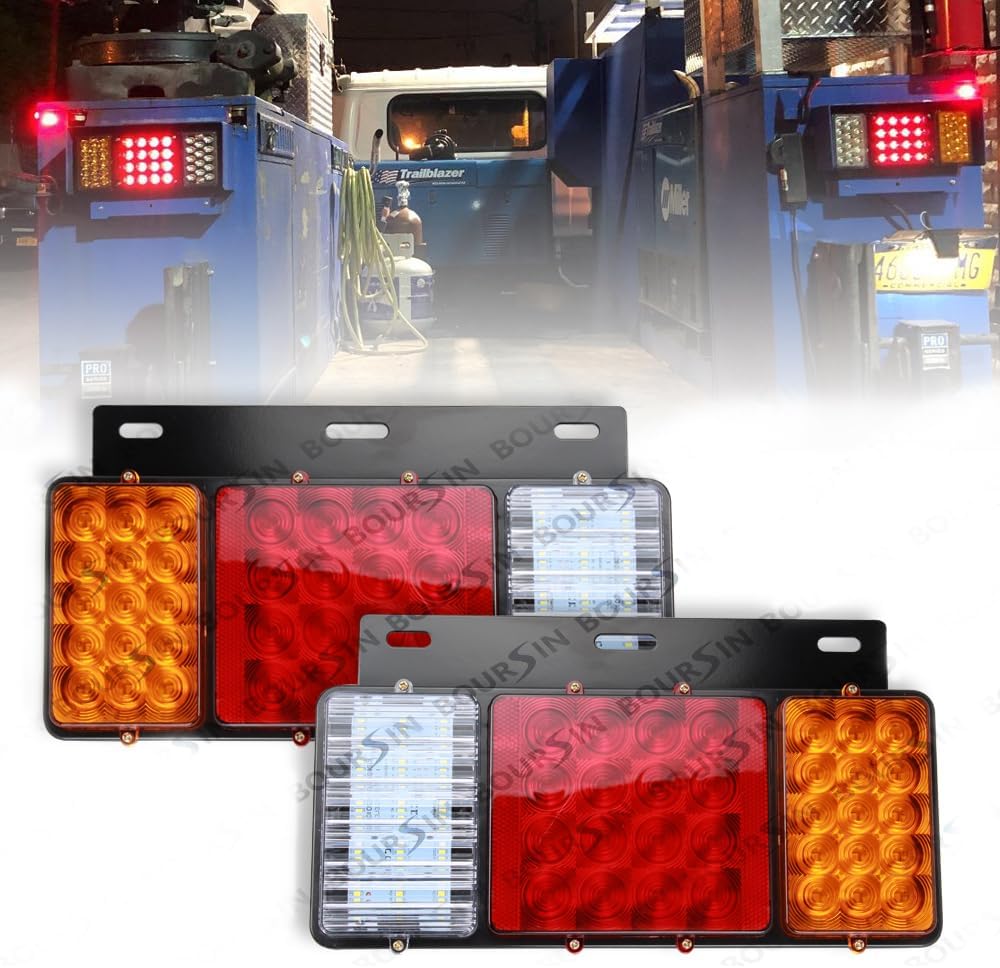 Boursin 12V 44 LEDs Tail Lights (Iron Plate) Fit ISUZU Elf Truck NPR NPR-HD NKR NHR NRR FSR FRR GMC W-Series 1984- (Waterproof level IP66)