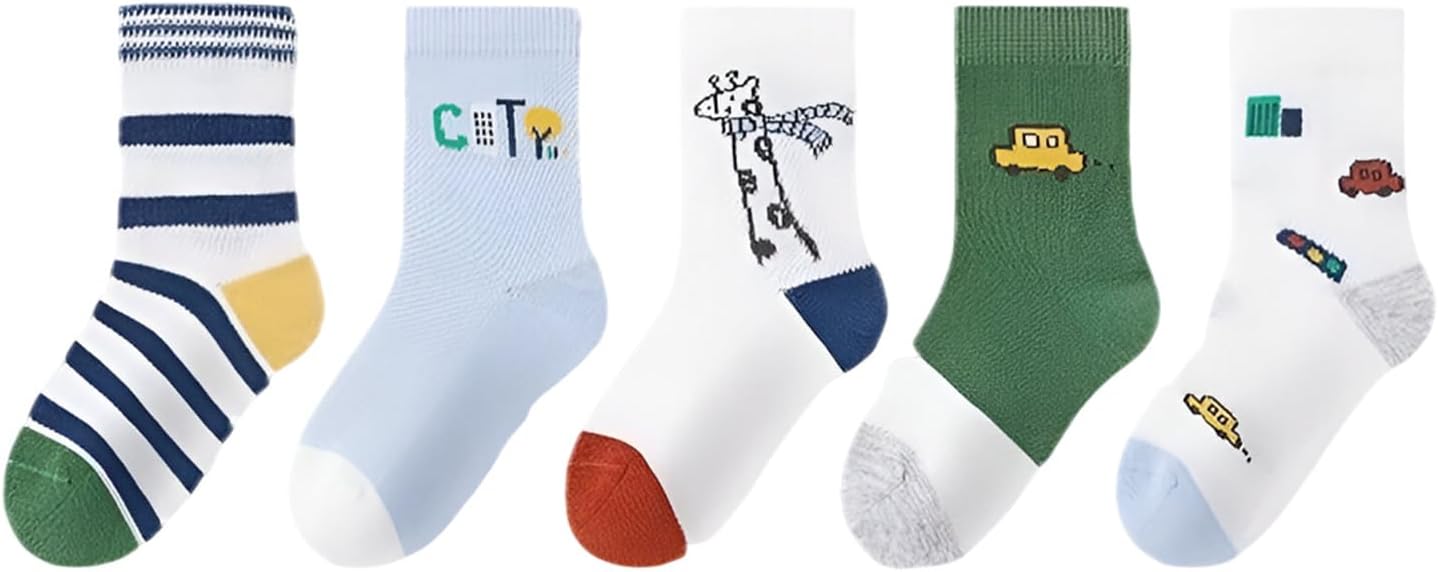 SYGA 5 Pairs Baby Socks, Toddlers Infant Cotton Stretch Ankle Socks Suitable for 2-5 Years Baby