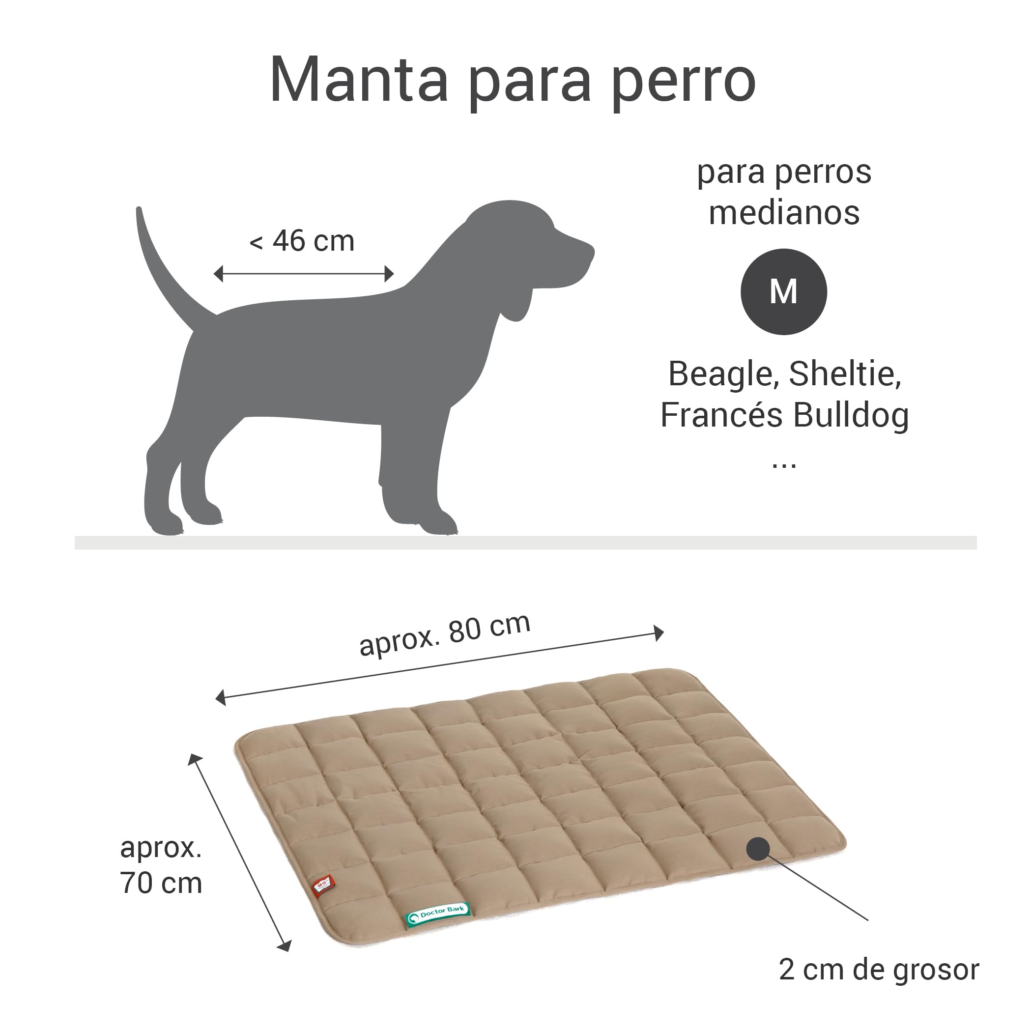 Doctor Bark Manta de Perros, Robusto, Lavable a 95 ° C - Disponible en Diferentes tamaños y Colores