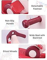 Vista 5 de Ancaixin Caballo mecedor 4 en 1 para niños pequeños de 1 a 3 años de edad, juguetes de paseo en bicicleta de equilibrio con asa de empuje, respaldo