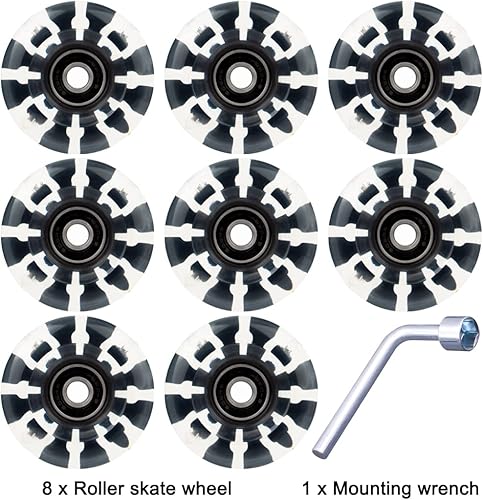 Miniatura 7 de Paquete de 8 ruedas para patines con rodamientos instalados con cuatro ruedas iluminadas para patinaje de doble fila y monopatín 82A