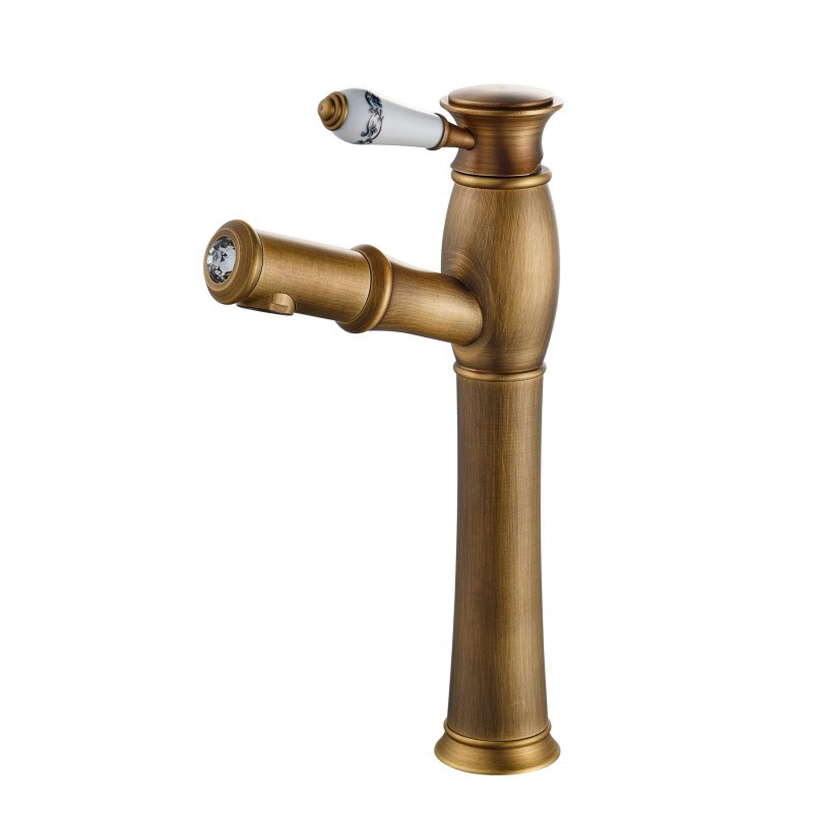 Robinet de lavabo en laiton brossé avec mitigeur eau chaude et froide