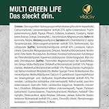 VITACTIV Multi Green Life - Green Food Multivitamin Präparat - Natur Komplex 100 Nährstoffe - Vitamin C, D, E, B Vitamine - Mineralien, Enzyme, Omega3, Vitalpilze, Probiotika, Superfood - 90 Kapseln