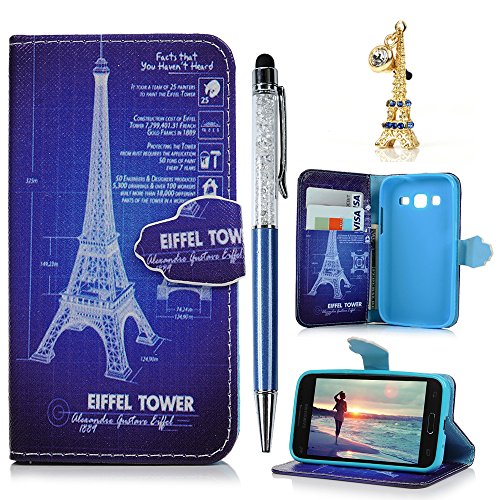 Samsung Galaxy Core Prime G360 Case -MOLLYCOOCLE[Eiffel Tower]Stand Wallet Purse Credit Card ID Holders TPU Soft Bumper Premium PU Leather Ultra Slim Fit Cover for Samsung Galaxy Core Prime G360