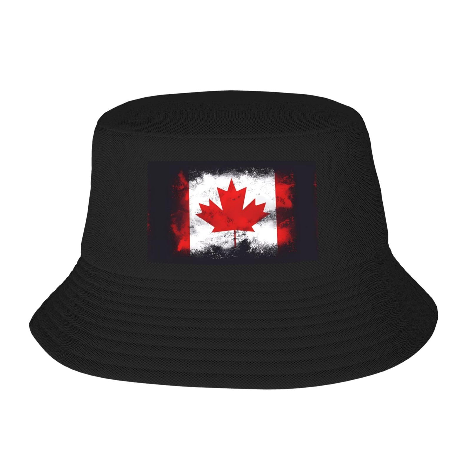 Canadian Flag Adult Bucket Hat - UV Protection, Suitable for Outdoor Fishing Hiking Beach Vacation Black