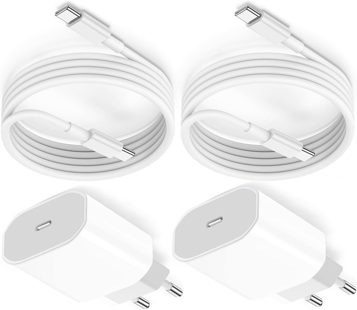 2Pack Für iPhone17/16/15 USB C Adapter mit 60W 2M Typ C auf Typ C Kabel, iPhone15 Ladestecker mit USBC Kabel für iPhone17/16/15 Pro Max/MacBook/iPad Pro/Samsung GalaxyS26/25/24/23