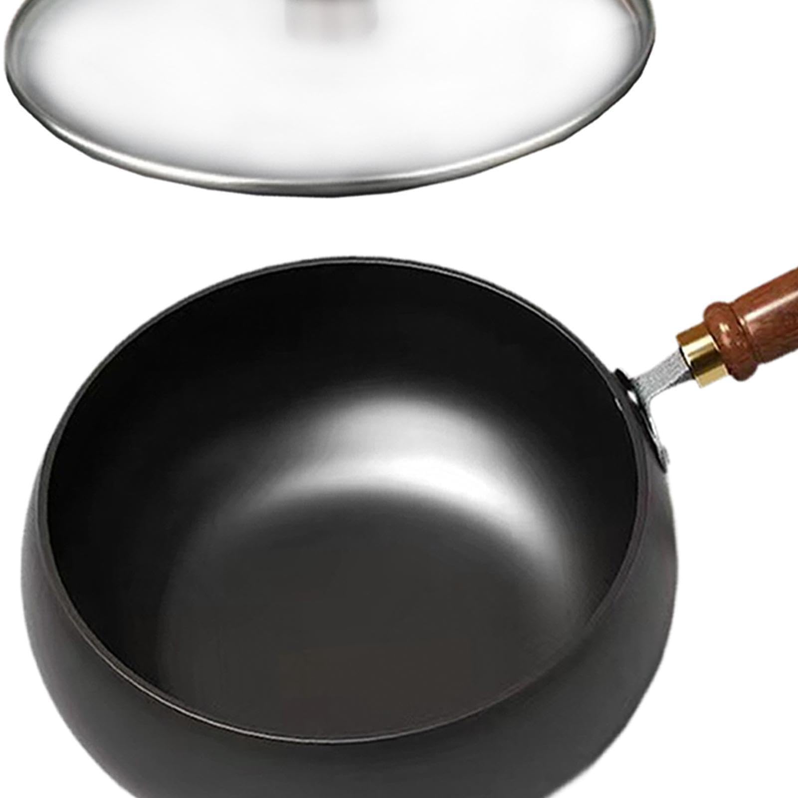 Padella antiaderente Wok in, efficiente conduzione del calore, tutte le esigenze e le tecniche di cottura, il Wok in ha una maniglia ergonomica, coperchio vetro, 24 cm