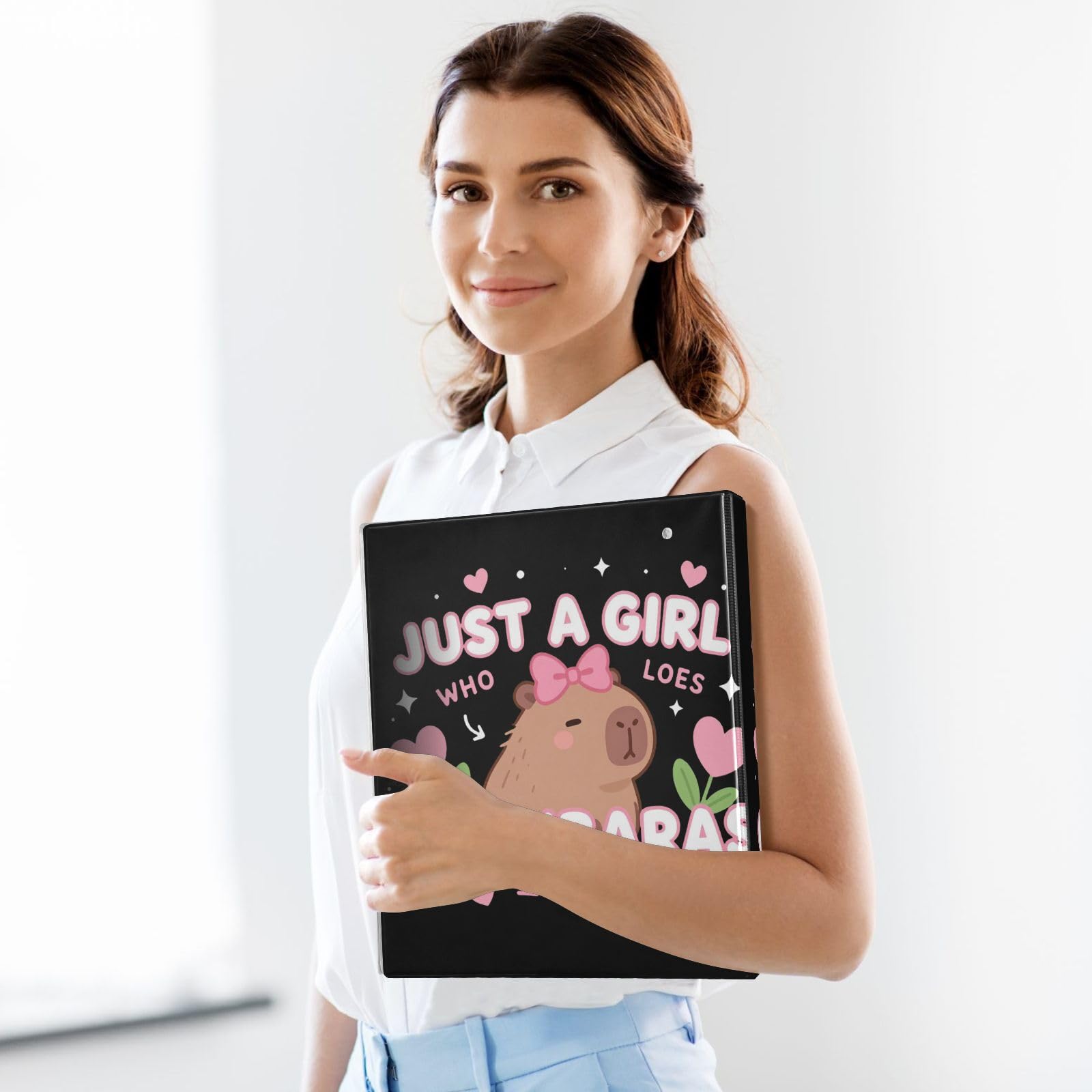 1-1/2 Pollice Forniture Scuola Raccoglitore Ragazza Che Ama Capibara