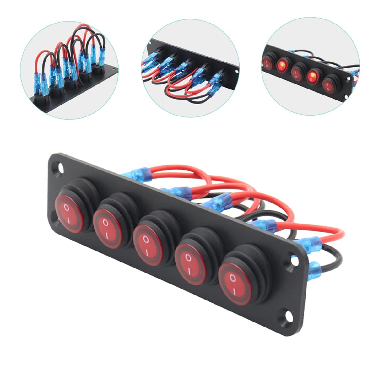 ULTECHNOVO 3piezas Panel De Interruptores Rocker Marinos De Gangs Precableado Led Para Autos y Motos