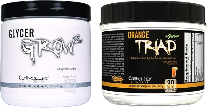 CONTROLLED LABS Orange Triad + Greens & GlycerGrow Bundle | Joint Support, Immune Health, Muscle Volume & Vascularity | Performance & Recovery Stack