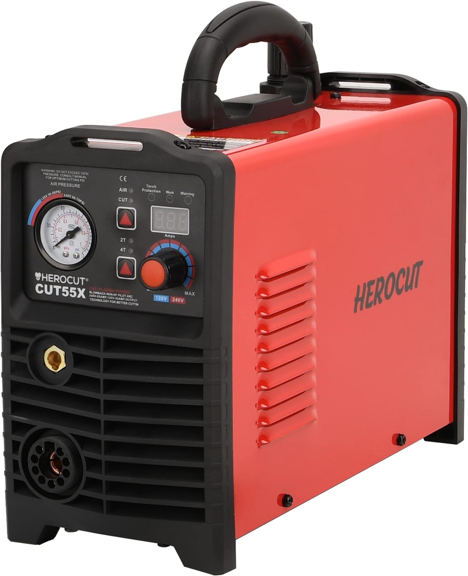 50 Amp Non-Touch Air CNC Plasma Cutter, Non HF Blowback Plasma Cutting Machine, Dual Voltage 120/240V IGBT Digital Plasma Cutter, 16mm Clean Cutting, 25mm Max Cutting Thickness(CUT55X)