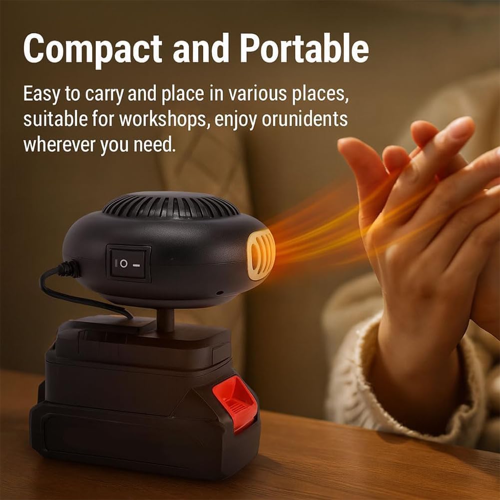 Chauffage alimenté par batterie, 2026 nouveau chauffage de voiture portable alimenté par batterie, radiateur sans fil sans fil, pour bureau, intérieur (15 cellules,Batterie * 2)