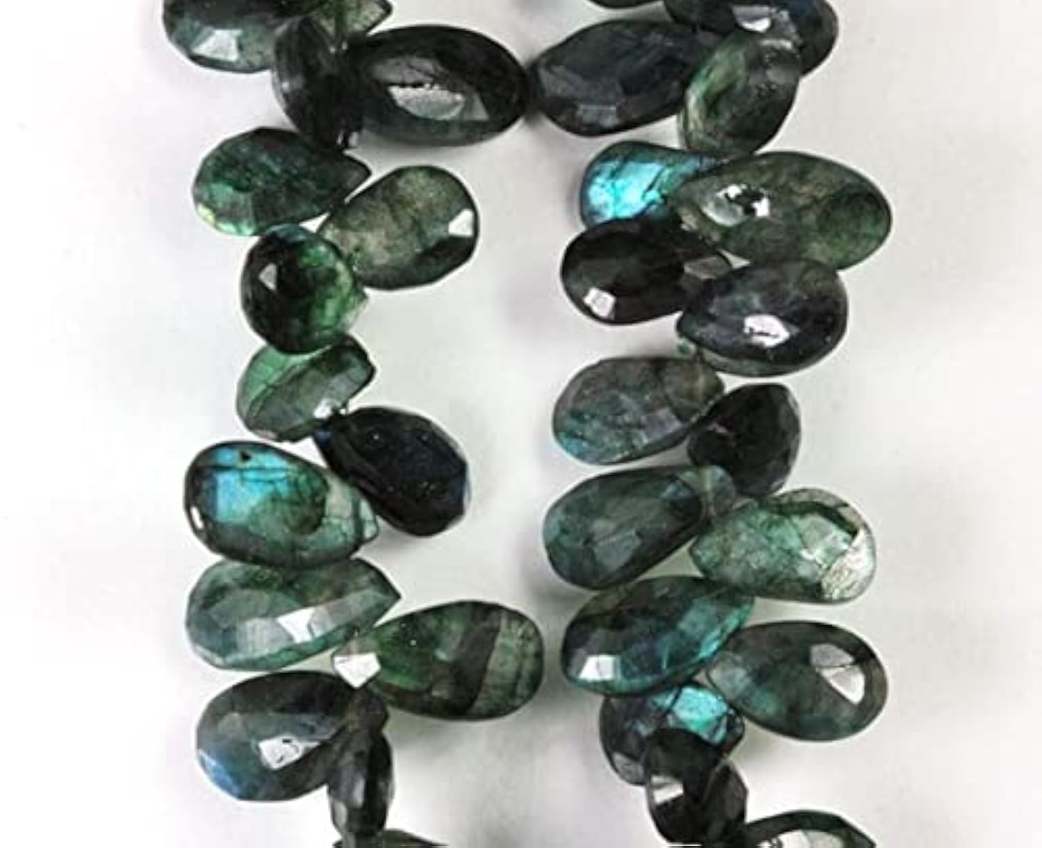 Green labradorite faceted teardrop briolettes pour création de bijoux DIY - Perles de gemmes