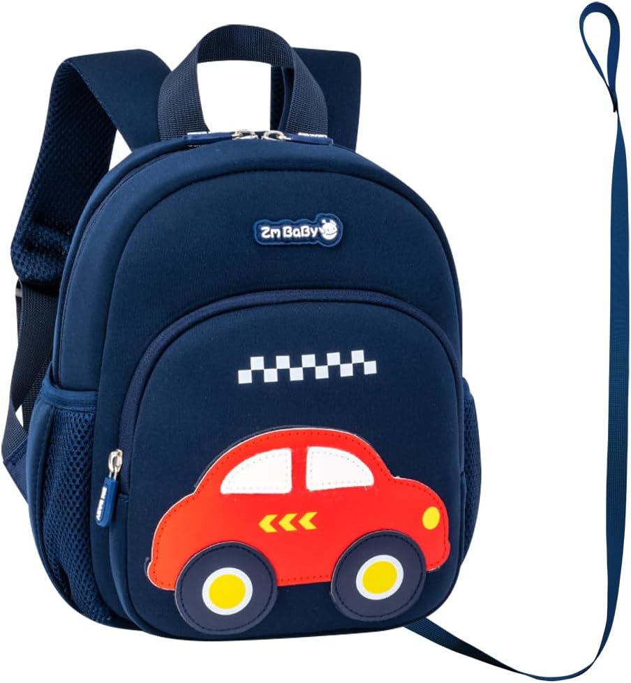 Padgene Toddler Harness Backpacks Safety Leash Kids Anti Lost Kindergarten Preschool Backpack Neoprene Lightweight Animal Schoolbag 3D Cartoon Car Mini Travel Bag for Boys Girls Ages 3-5 - Image 8