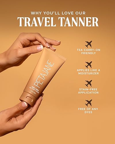 Miniatura 2 de Peta Jane Loción autobronceadora de viaje, fabricada en los Estados Unidos, ligera, sin rayas, antiadherente, bronceadora hidratante sin sol, 3.4