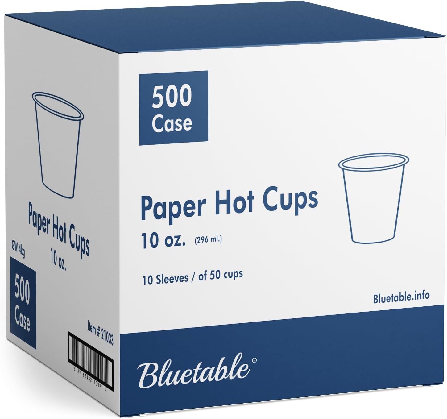 Coffee Cups 10 oz. Bulk Hot Paper Cups 1000 Case - Disposable Tea Cups 10oz Hot Beverage Hot Chocolate Hot Drink Cups for Dispenser Sustainable Compostable To Go Paper Cup White [1000 Pack / Case]