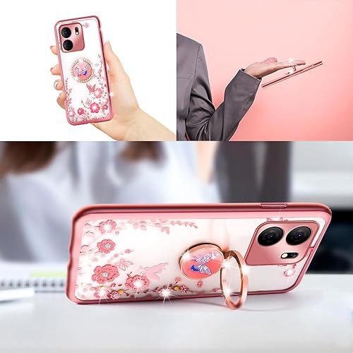 Miniatura 2 de nancheng Funda para teléfono BLU View 5 (B160V) de 6.56 pulgadas, linda funda de silicona suave para niñas y mujeres, con anillo de soporte, correa