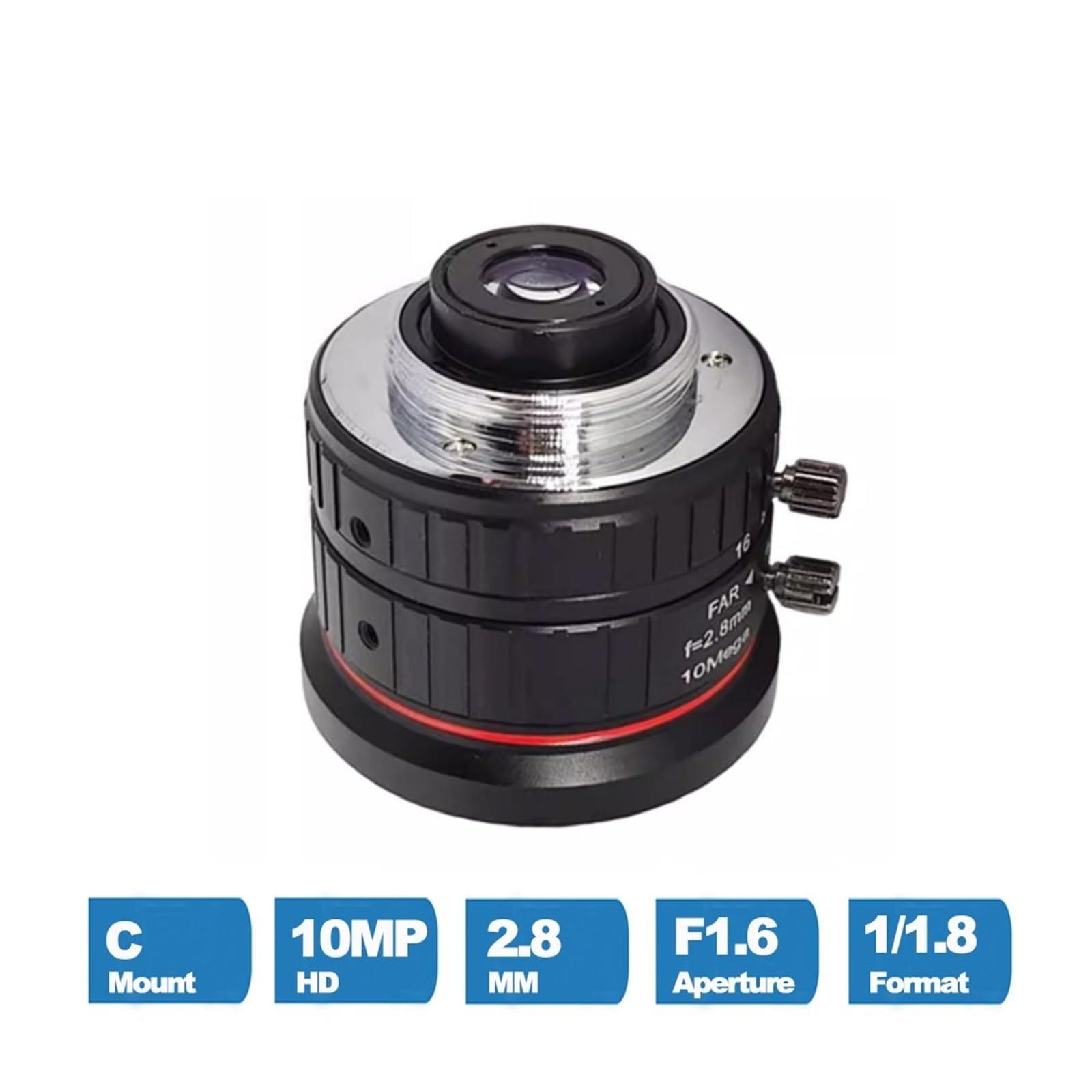 Obiektyw CCTV HD 4K C 10 megapikseli 2,8 mm szeroki kąt przysłony F1.6 Format 1/4.6 cm ręczna irys do kamer IP