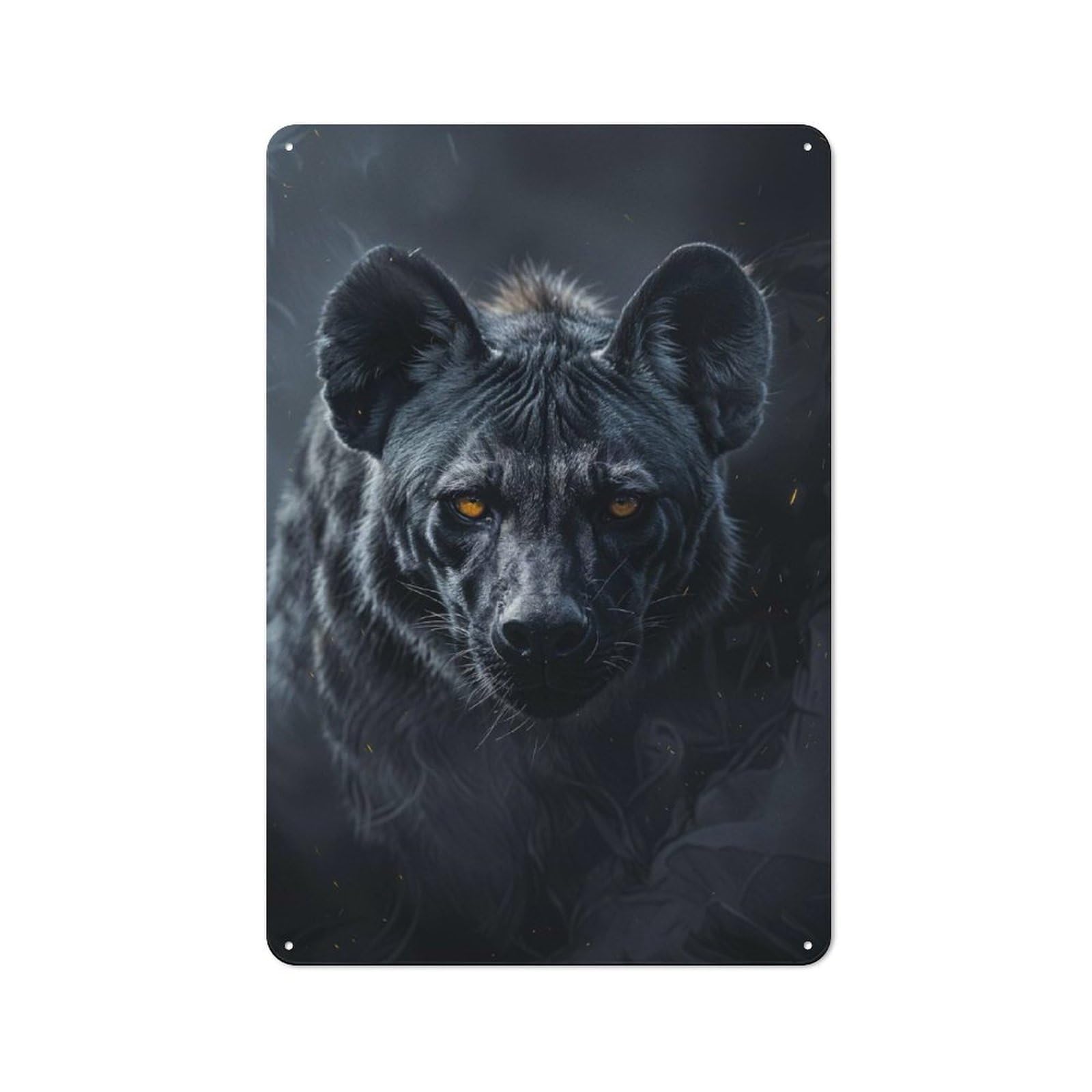 Junmoney Hyena In Black Smoke Metal Wall Sign 30X20cm Featuring For Workshop Wall, For Makers And Diy Enthusiasts