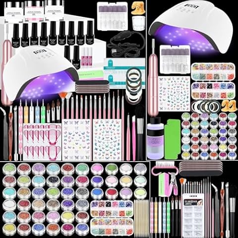 Acrylic Nail Kit, Acrylic Nail Set with Drill and UV Light,Professional Colored Acrylic Nail Powder Nail Starter Kit Decoration Tools with Everything for Beginners Full Acrylic Nail Supplies Cover