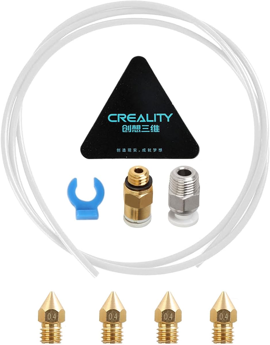 CR Official PTFE Teflon Tube Bowden Tubing for 1.75mm Filament 3D Printer Replacement Parts Kit Ender Original Accessories Include Bowden Tube*1m,Nozzle*4
