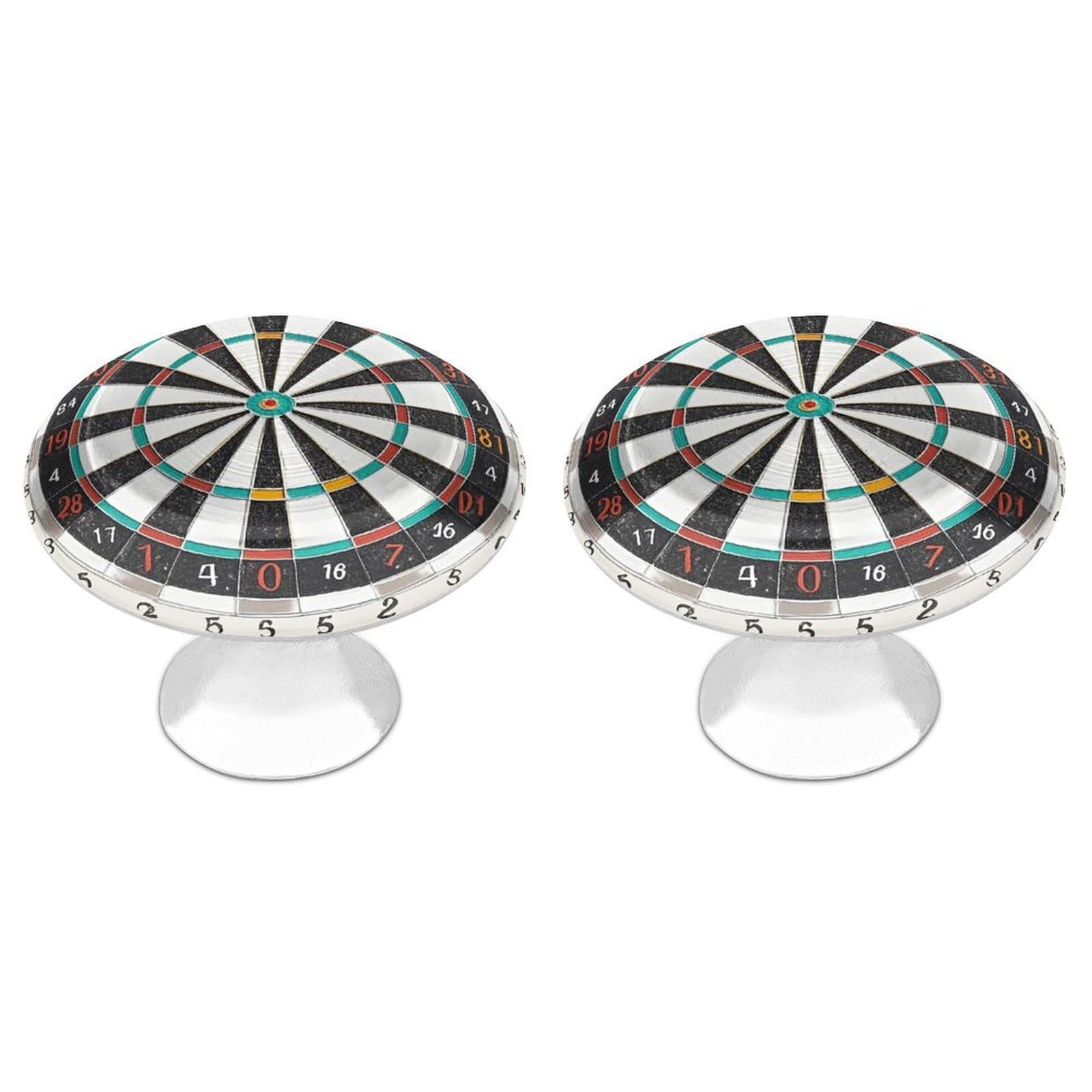 2 Pack Dart Board Cabinet Knobs Round 1.1" Stainless Steel Dresser Knobs Single Hole Knob with Screws Door Pulls Handles Kitchen Hardware for Bathroom Cupboard Closet Door Wardrobe