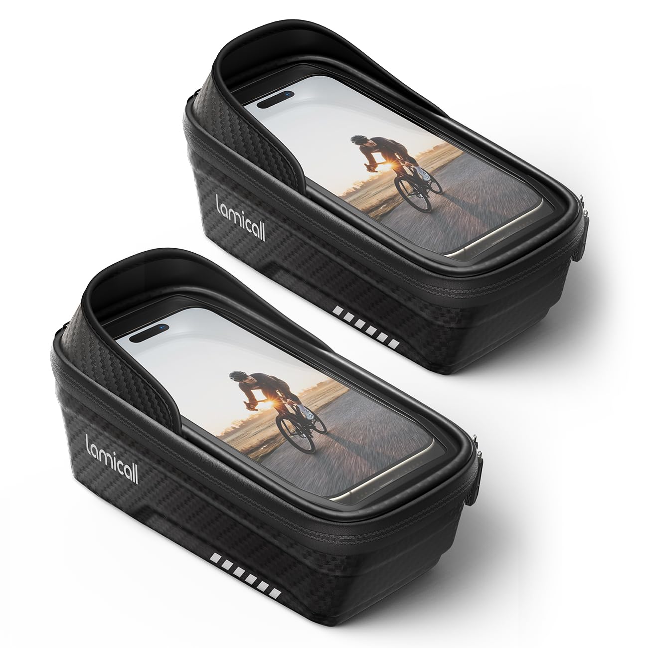 Lamicall 2 Pack Bike Frame Bag Waterproof - [1s Release] Bike Phone Bag