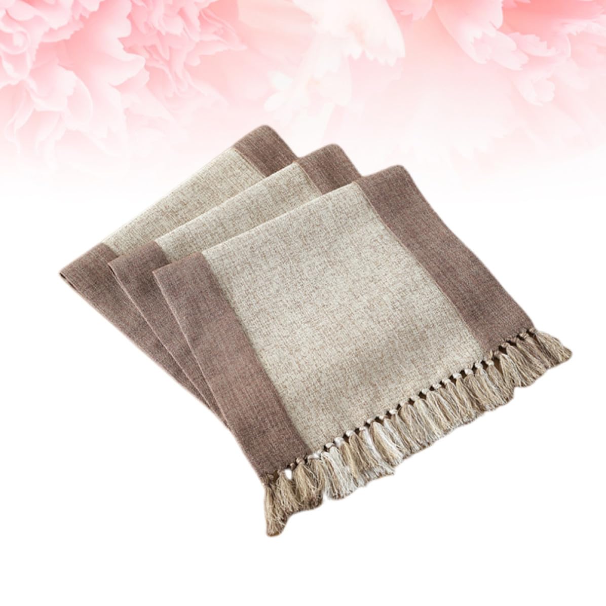 Toyvian Runner Tavola Doppio Strato Cotone Lino Nappe Beige