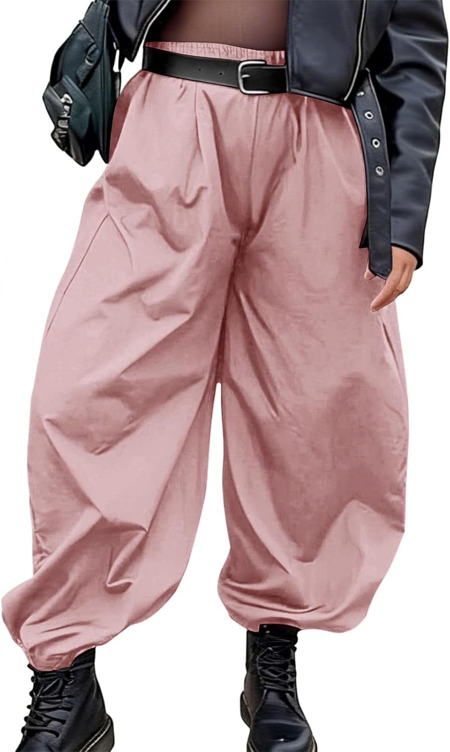 Beautife Womens Plus Size Balloon Pants Wide Leg Baggy Lantern Trousers | XL-5XL, Elastic Waist, Loose Fit, Lightweight, Breathable, Harem Pants, Fall Casual, Joggers, Wide Leg