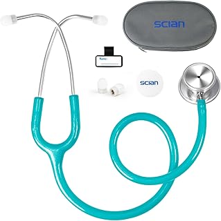SCIAN Stethoscope Dual Head for Nurses, Doctors, Adults, Med Students, Classic Stainless Steel Stethoscope Home Use Medical Supplies with Carrying Bag, Pearlescent Green Tube
