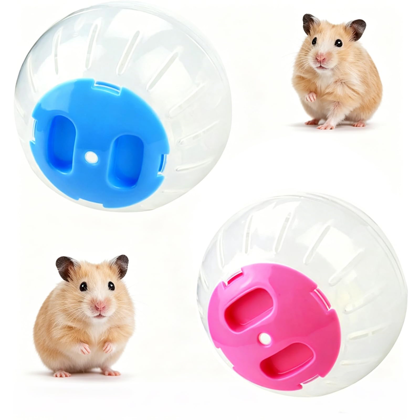 2 Pcs Hamster Ball, Hamster Toys, 12cm Transparent Small Pet Running Exercise Ball, Breathable Jogging Play Ball, Portable Dwarf Hamster Toys Cage Accessories for Small Animal Daily Fitness