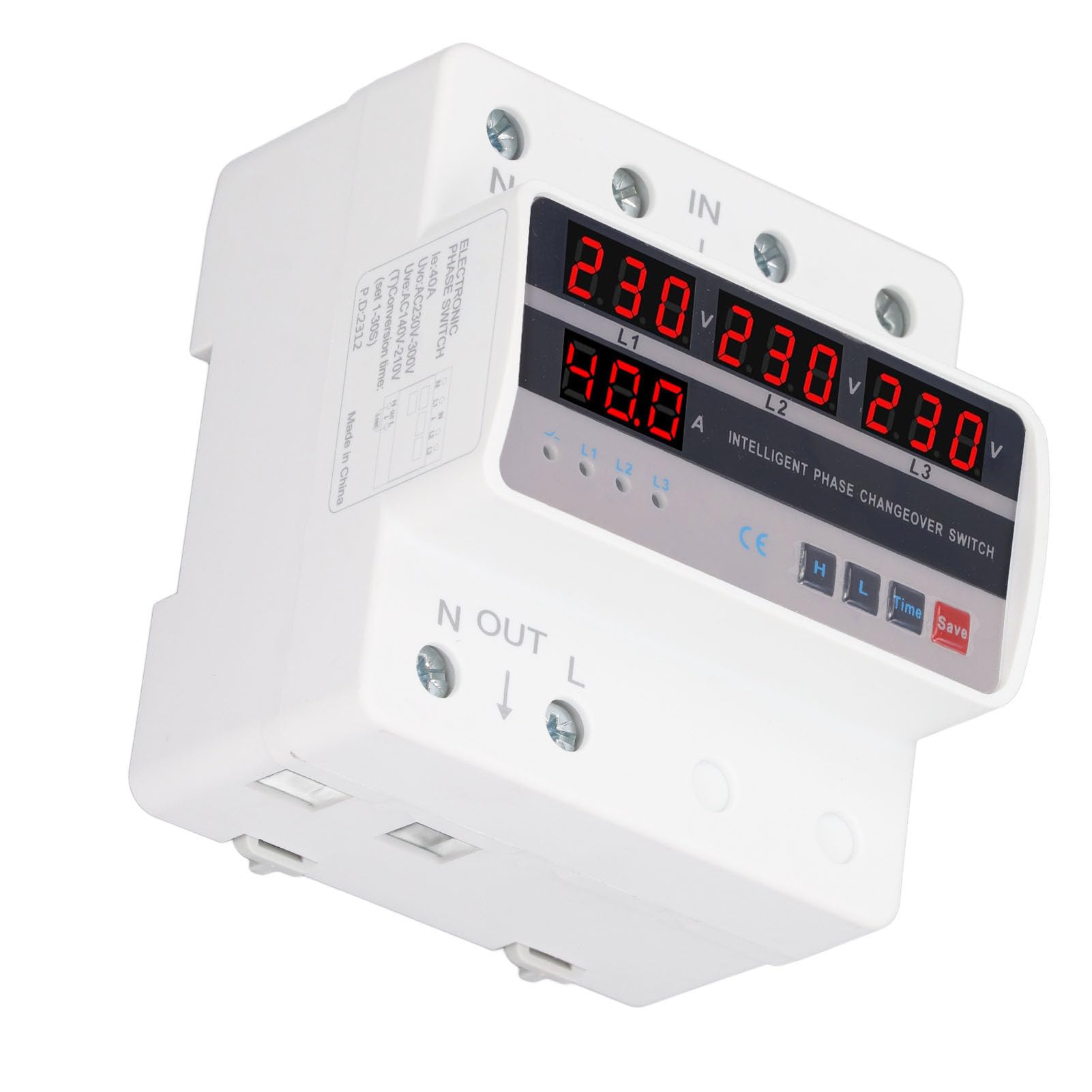 Socobeta 3-fazowe Zabezpieczenie Napięcia Automatyczny Przełącznik Zasilania z Wyświetlaczem LED dla Falownika Generatora Sieciowego AC220V 40A